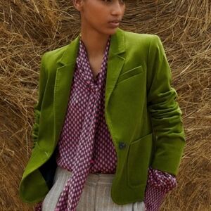 🌸 ME+EM Italian Short Velvet Boyfriend Blazer